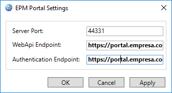 EPM Portal Settings para HTTPS